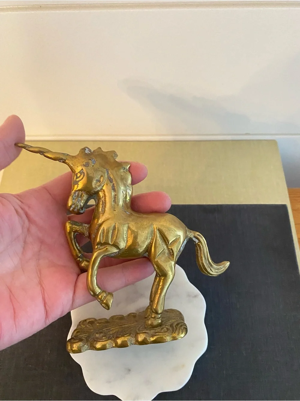Vintage Solid Brass Rearing Unicorn Statue Figure Mythical Ethereal Celestial - Picture 6 of 10